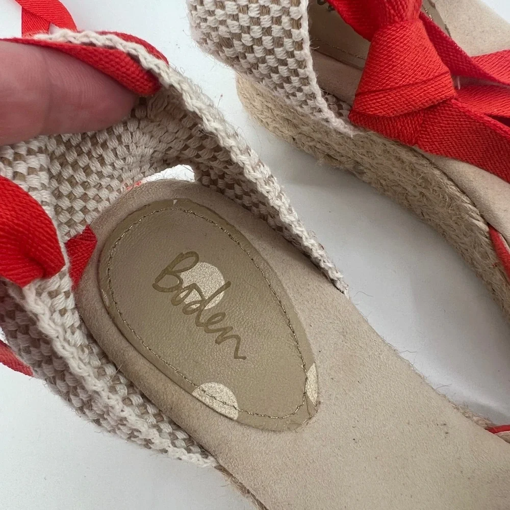 Boden Cassie Espadrilles Wedge Tomato Poppy Red Cherry Girl Beach Resort Size 10